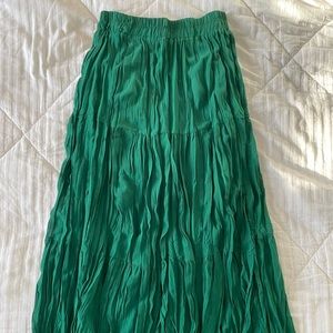 Halara Green Tiered Midi Skirt with Leg Slit